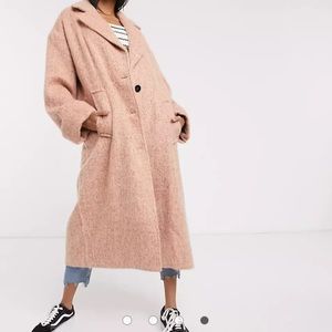 ASOS DESIGN batwing textured slouchy oversized coat in pink